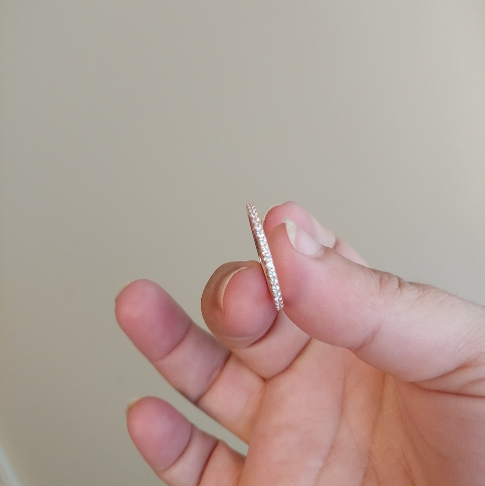 14K Rose Gold Simulated Diamond Band - Picture 6 of 7